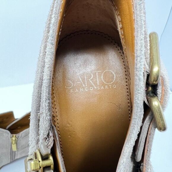 Sarto by Franco Sarto Garfield Tan Suede Ankle Almond Toe Booties Women's Sz 7.5 - Picture 7 of 8